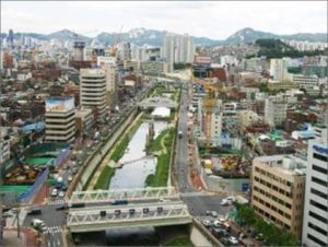 Seoul Cheonggyecheon River vor und nach Offenlegung